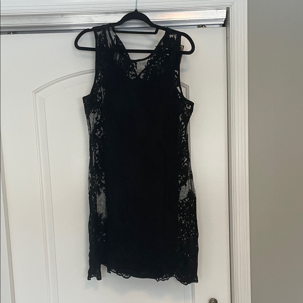 NWT! Karen Kane Black Lace Dress with detached slip size XL